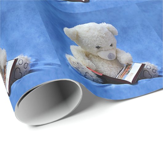 Papier Cadeau Teddy Bear Time to Read Wrapper Paper, ZKOA (Coin rond)