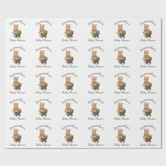 Papier Cadeau Teddy Boy Foral Baby shower rustique (Plat)