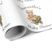 Papier Cadeau Teddy Boy Foral Baby shower rustique (Coin rond)