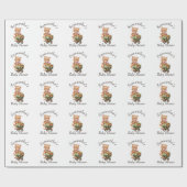 Papier Cadeau Teddy Foral Girl Baby shower rustique (Plat)