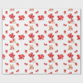 Papier Cadeau Teddy Saint Valentin mignonne avec Ballons en form (Plat)