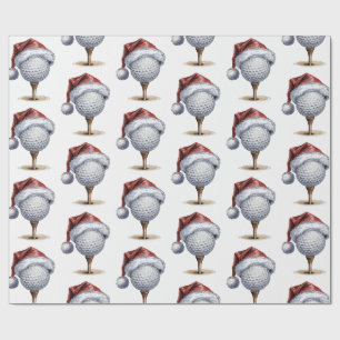 Papier Cadeau Tee de golf de Noël tendance avec chapeau de Père