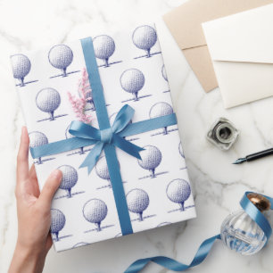 Papier Cadeau Tee de golf stylisé vintage bleu