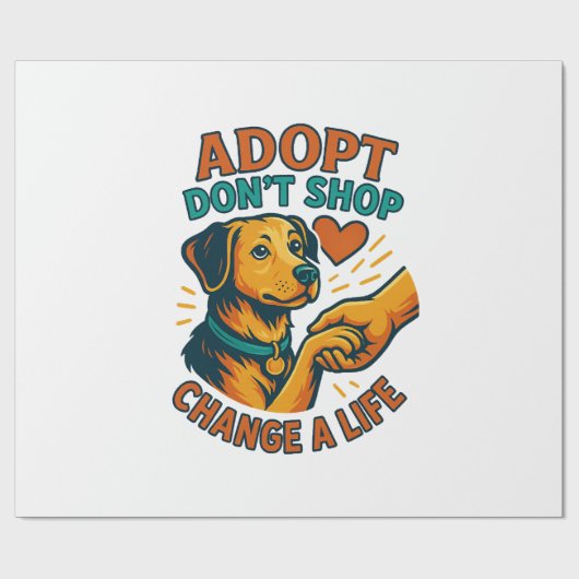 Papier Cadeau Tee J'aime Adopté un Animal (Plat)