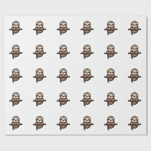 Papier Cadeau Tee-shirt de paresseux gravé Art animal vintage (2 (Plat)