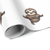 Papier Cadeau Tee-shirt de paresseux gravé Art animal vintage (2 (Coin rond)