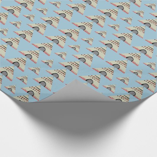 Papier Cadeau Teepee moderne modèle tribal lightblue SIRAdesign (Coin)