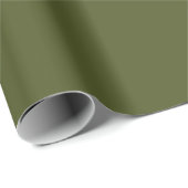Papier Cadeau Teinte de couleur vert armée uni (Coin rond)
