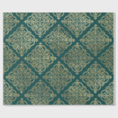 Papier Cadeau Teinte sarcelle et or vintage (Plat)