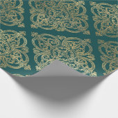 Papier Cadeau Teinte sarcelle et or vintage (Coin)