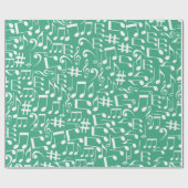 Papier Cadeau Teintes de l'océan bleu sarcelle vert Notes de mus (Plat)