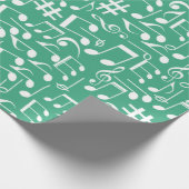 Papier Cadeau Teintes de l'océan bleu sarcelle vert Notes de mus (Coin)
