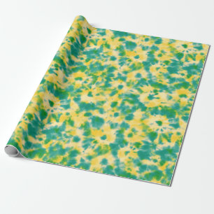 Papier Cadeau Teinture Abstraite à l'aquarelle verte et jaune