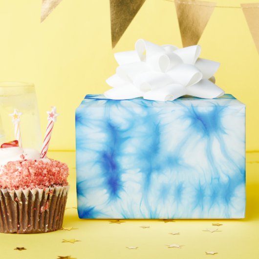 Papier Cadeau Teinture de tourbe bleu blanc (Fête d'anniversaire)