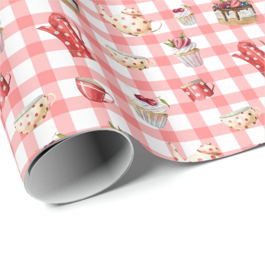 Papier Cadeau Teintures d'aquarelle : Cupcakes Motif sans soudur (Coin rond)