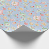 Papier Cadeau Teintures d'aquarelle Pastel sur bleu (Coin)