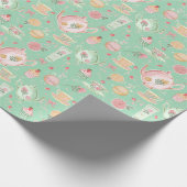 Papier Cadeau Teintures d'aquarelle Pastel sur vert menthe (Coin)