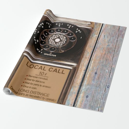 Papier Cadeau Téléphone antique rotatif payant rude (Déroulé)