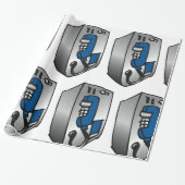 Papier Cadeau Téléphone Payphone bleu (Déroulé)