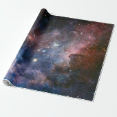 Papier Cadeau Télescope Nebula Hubble Carina Rouge et Bleu (Déroulé)