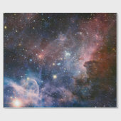 Papier Cadeau Télescope Nebula Hubble Carina Rouge et Bleu (Plat)