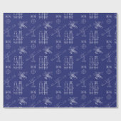 Papier Cadeau Telescope Schematics Wrapping Paper in Blue (Plat)