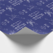 Papier Cadeau Telescope Schematics Wrapping Paper in Blue (Coin)