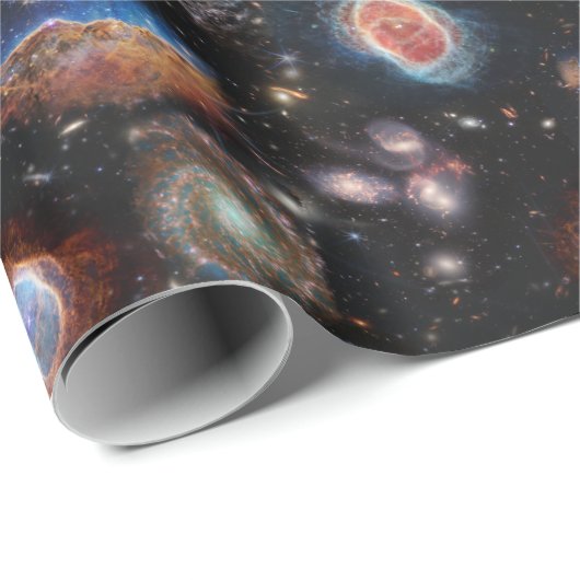 Papier Cadeau Téléscope spatial JWST James Webb Collage photo (Coin rond)