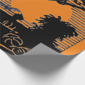 Papier Cadeau TÉMOIGNAGE RÉTRO SUR UN BROOM HALLOWEEN Wrapper Pa (Coin)