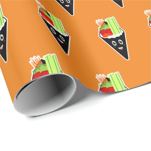 Papier Cadeau Tempaki Sushi Roll main (Coin rond)
