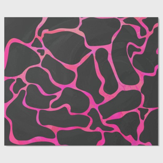 Papier Cadeau TempGiraffe rose chaud et noir impression (Plat)