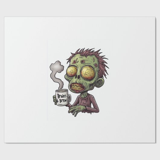 Papier Cadeau Temps de café zombie (Plat)