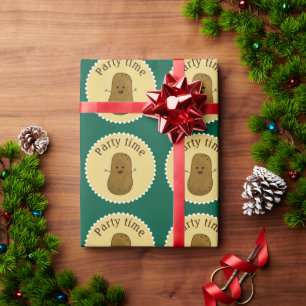 Papier Cadeau Temps de fête de la pomme de terre heureuse