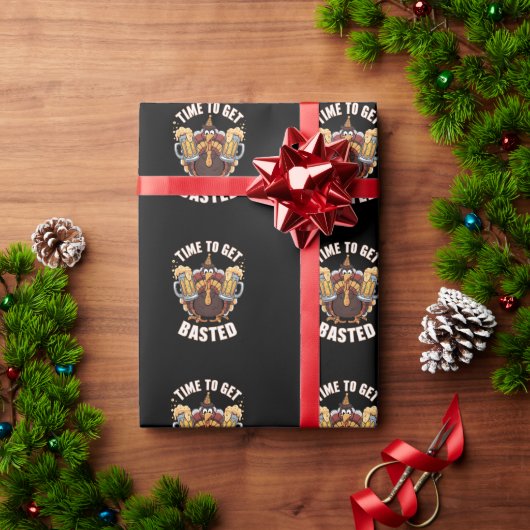 Papier Cadeau Temps To Get Basted Funny Beer Thanksgiving Turkey (Cadeau de vacances)