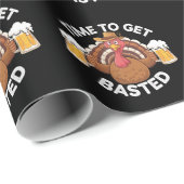 Papier Cadeau Temps To Get Basted Funny Beer Thanksgiving Turkey (Coin rond)