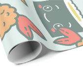 Papier Cadeau tempura de sushi vert kawaii mignon (Coin rond)