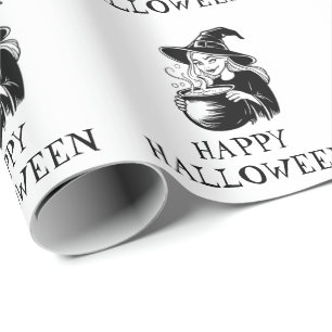 Papier Cadeau Tendance Éffrayant Halloween sorcière Cauldron