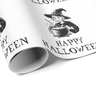 Papier Cadeau Tendance Éffrayant Halloween sorcière Cauldron