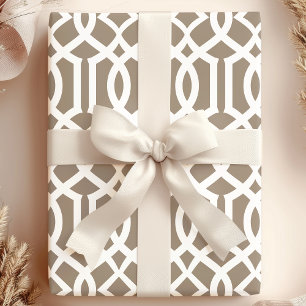 Papier Cadeau Tendance Moka Brun Motif de Treillis Marocain