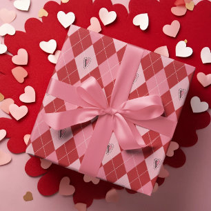 Papier Cadeau Tendance rose Grand Coeur de Jacquard Motif Enfant