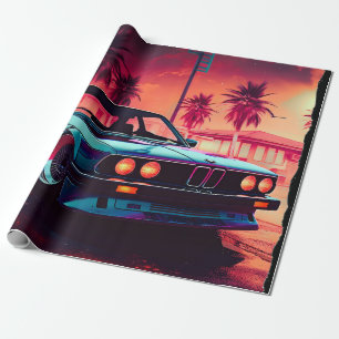 Papier Cadeau Tendances Synthwave - BMW Classics AI-Génération A