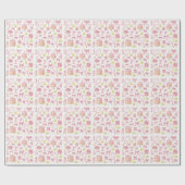 Papier Cadeau Tennis 1er anniversaire pour fille en rose thème (Plat)