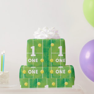 Papier Cadeau Tennis 1er anniversaire sur le court