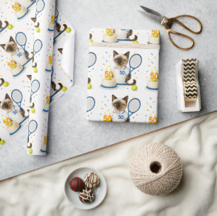 Papier Cadeau Tennis 50e anniversaire pour les Amoureux de les c