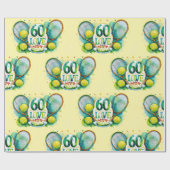 Papier Cadeau Tennis 60e anniversaire avec Ball et raquette (Plat)