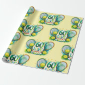 Papier Cadeau Tennis 60e anniversaire avec Ball et raquette (Déroulé)