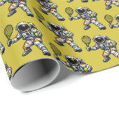 Papier Cadeau Tennis Astronaute (Coin rond)
