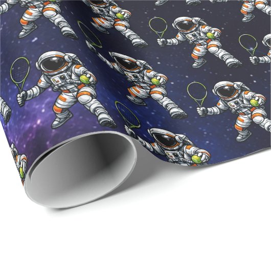 Papier Cadeau Tennis Astronaute (Coin rond)