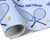 Papier Cadeau Tennis bleu thème personnalisé texte à chaque occa (Coin rond)