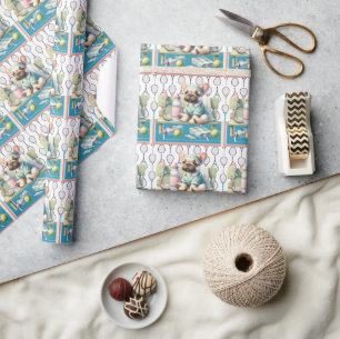 Papier Cadeau Tennis Dog Jouons au jeu